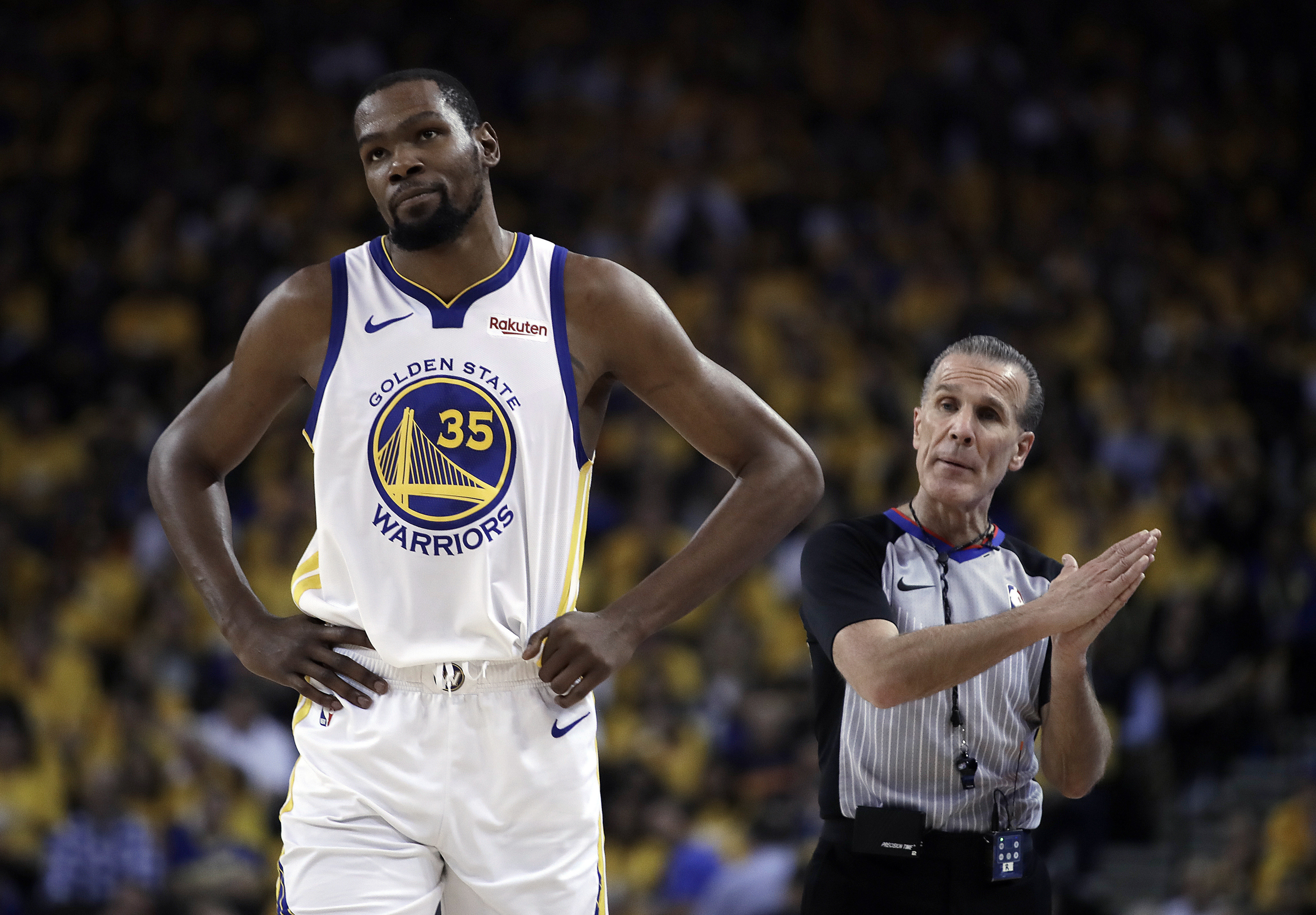 Kevin Durant’s devastating Achilles injury could change the way the Brooklyn Nets, along with a slew of other NBA teams, approach free agency in three weeks. (AP Photo/Ben Margot)