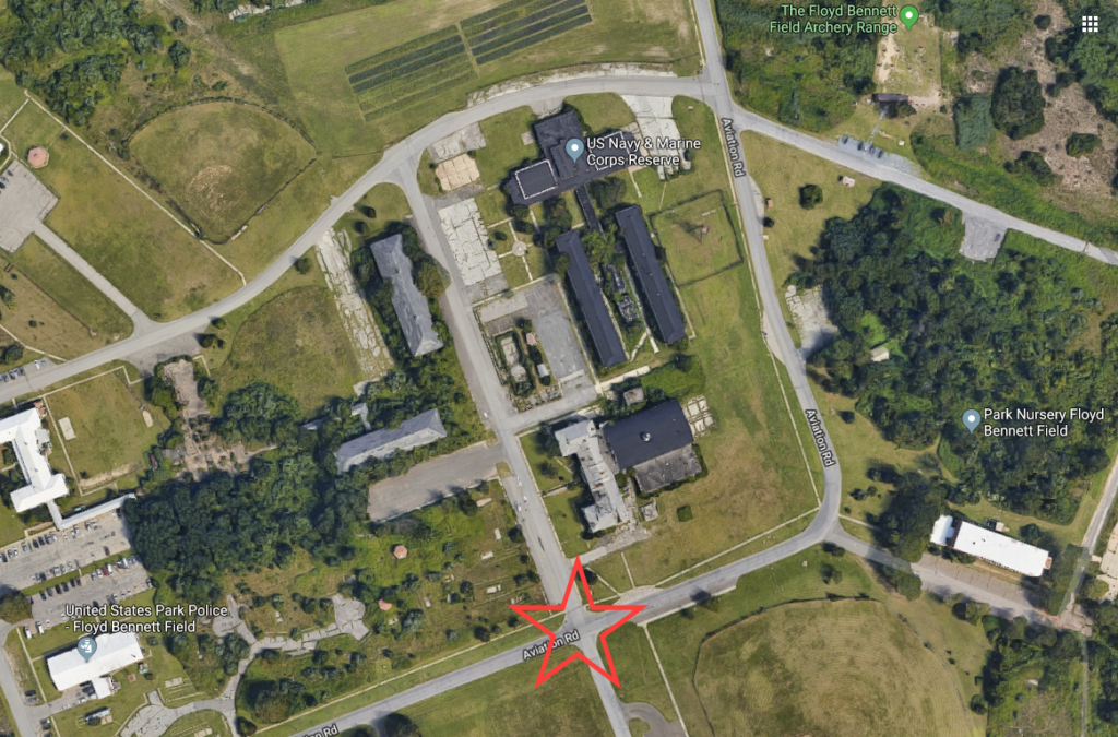 The spill occurred at Enterprise Avenue and Floyd Bennett Field Drive where the red star is. Map data ©2019 Google