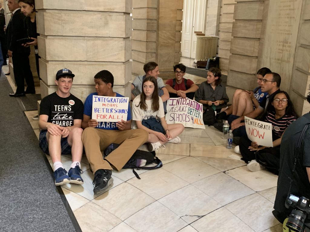 The sit-in was organized by Teens Take Charge and IntegreateNYC. Eagle photo by Meaghan McGoldrick. 
