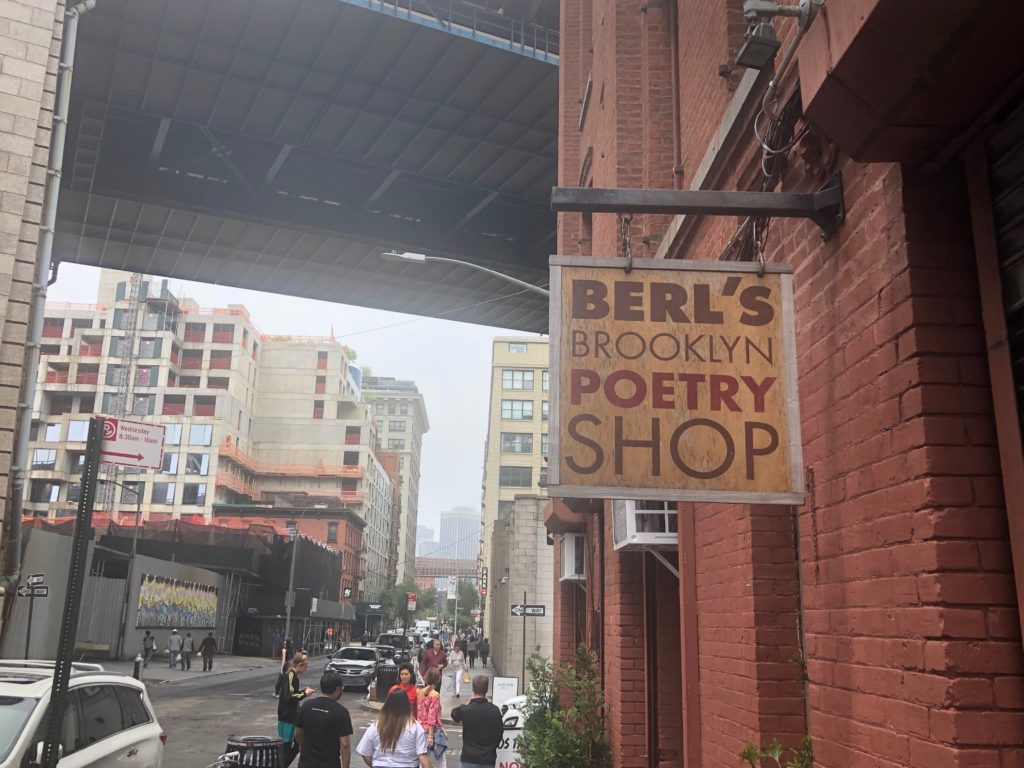 Come visit Berl's Poetry Shop in DUMBO. Eagle photo by Sara Bosworth