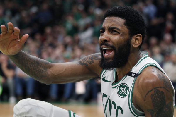 Kyrie Irving is through with Boston and the free-agent-to-be is reportedly very interested in continuing his career here on the corners of Atlantic and Flatbush avenues. (AP Photo/Michael Dwyer)