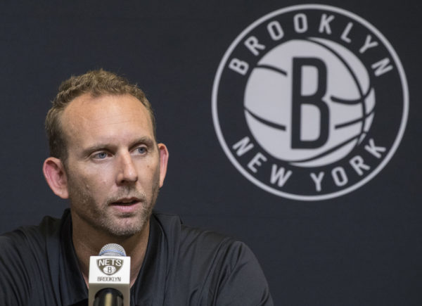 Nets general manager Sean Marks has built this team into a legitimate playoff contender. But to take the next step, he might have to change the identity of the franchise by signing two maximum free agents to play here next year. (AP Photo/File, Mary Altaffer)