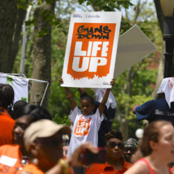 The Seventh Annual Brooklyn Bridge March for Gun Sense brought together dozens of groups from around the city for a march that started in Cadman Plaza, walked across the Brooklyn Bridge and ended in Foley Square. Eagle photo by Todd Maisel