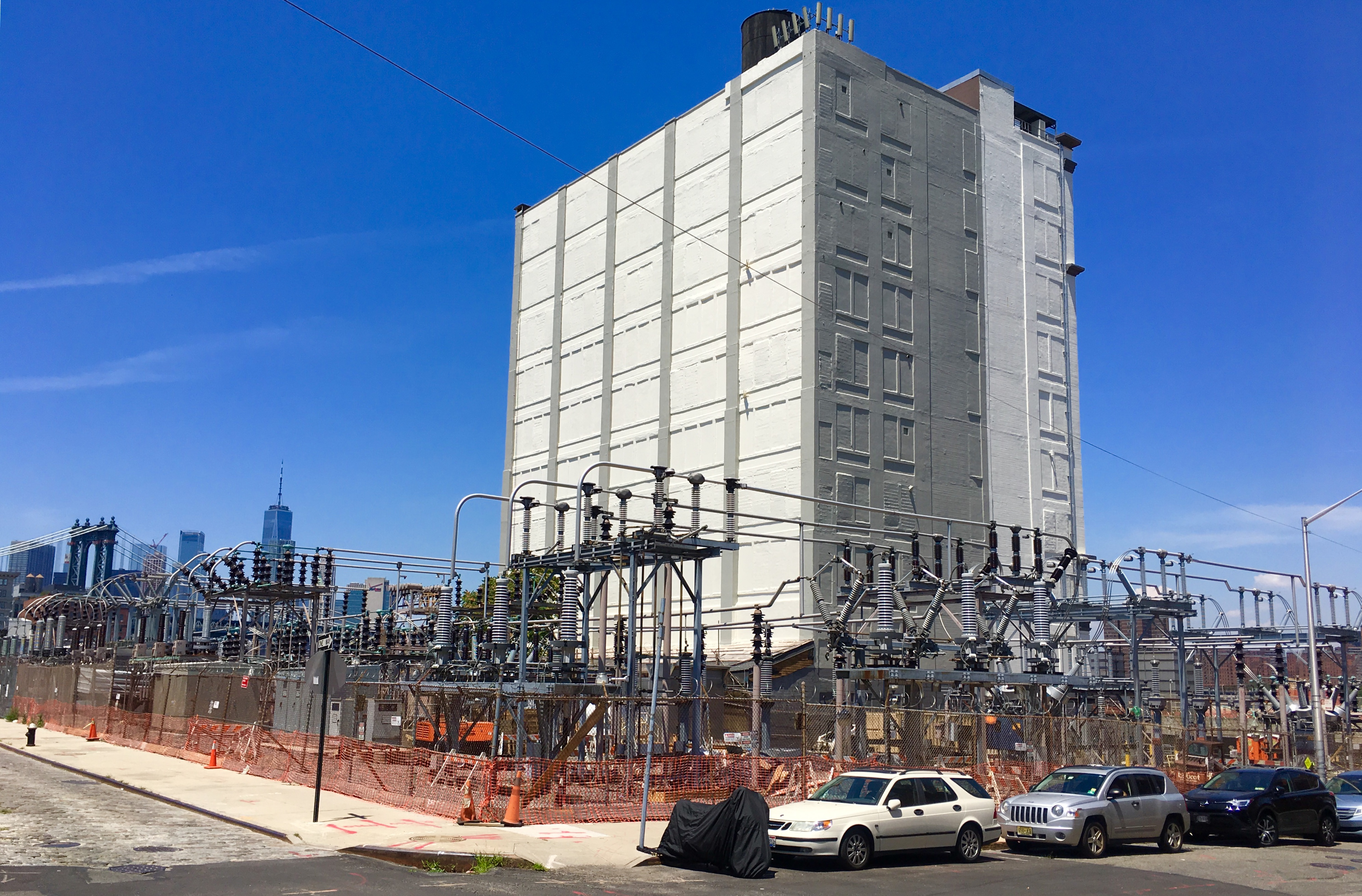A Con Ed substation occupies blocks and blocks of Vinegar Hill. Eagle photo by Lore Croghan