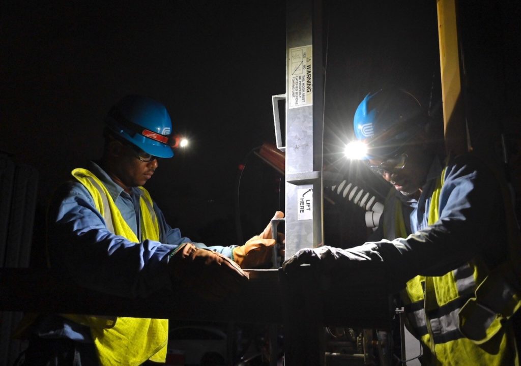 Con Edison work to restore power after Sunday night's outages. Photo courtesy of Con Edison via Facebook
