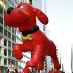 This is balloon Clifford, not CGI Clifford — but they're both massive. AP Photo/ Joseph Kaczmarek