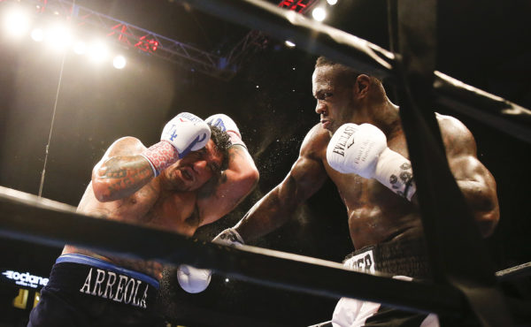 Chris Arreola (left) was beaten badly by heavyweight champ Deontay Wilder in Alabama three years ago, a loss he hopes to continue shaking off when he meets Brooklyn’s-own Adam Kownacki at Downtown’s Barclays Center on Aug. 3.(AP Photo/Brynn Anderson)