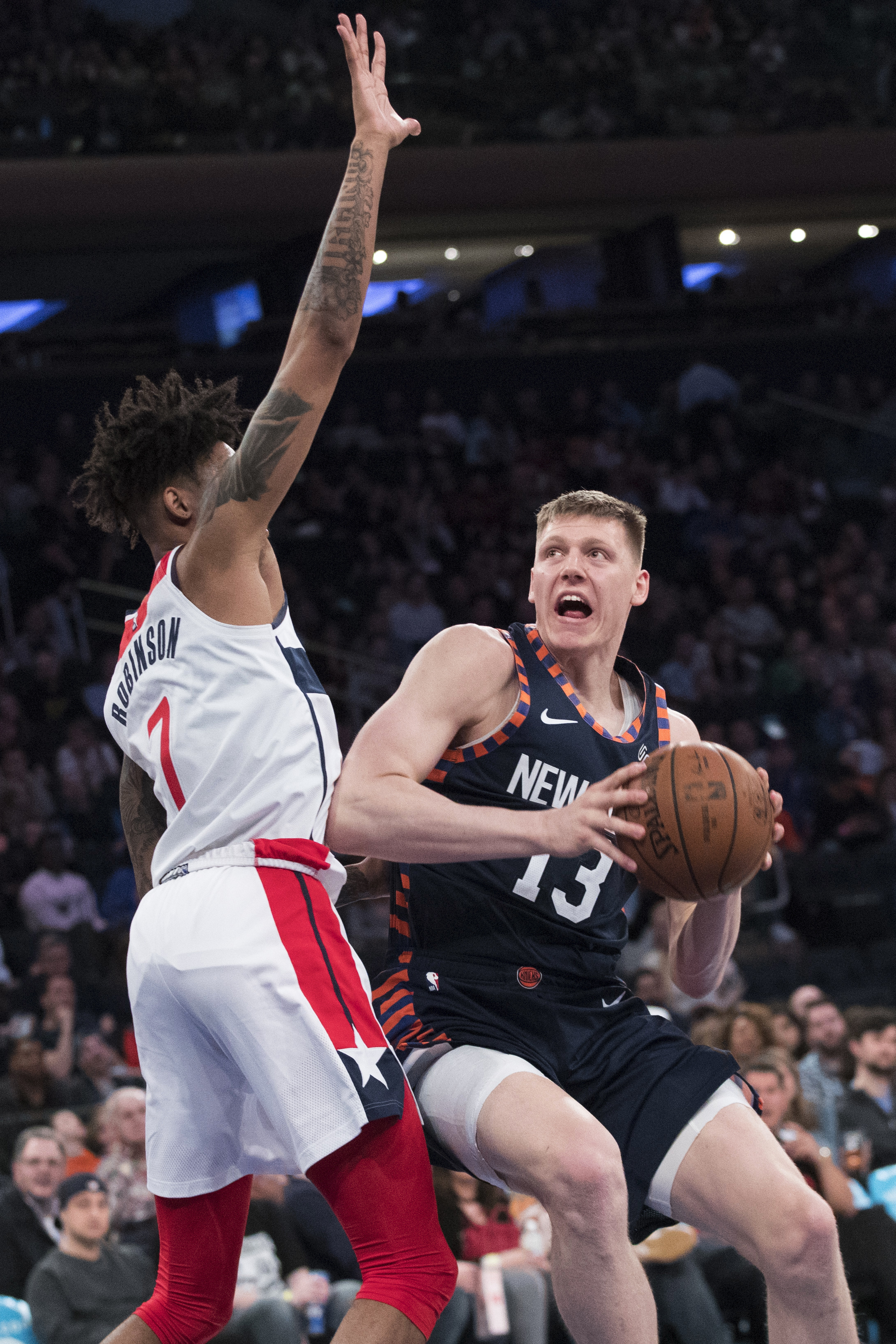 Former Knick Henry Ellenson grabbed one of the two-way roster spots the Nets had to give out Wednesday, inking a two-year deal to play here in Brooklyn or on Long Island with the team’s G-League affiliate. (AP Photo/Mary Altaffer)