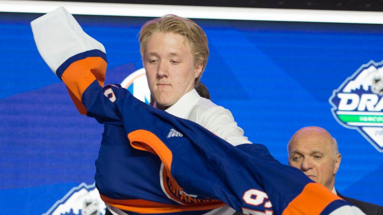Newly signed rookie Islanders forward Simon Holmstrom got a three-year deal Monday worth a reported $2.25 million and will participate in the Brooklyn/Long Island-based franchise’s NHL training camp in September. AP Photo by Jonathan Hayward