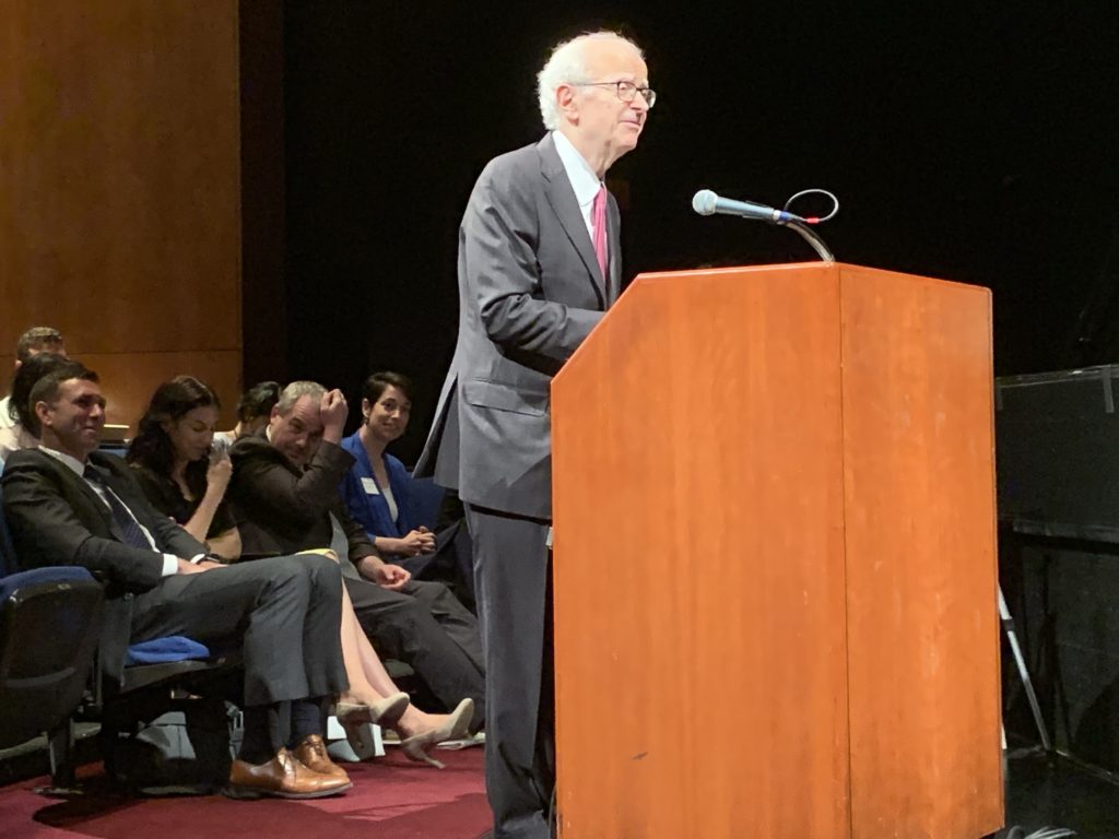 Former Chief Justice of the New York State Court of Appeals Jonathan Lippman testifies at the City Planning Commission hearing on the borough-based jail plan. Eagle photo by Noah Goldberg