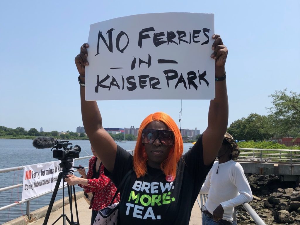 Some Coney Island residents — like Mercedes Simmons — are very opposed to the idea of a ferry in their neighborhood. Eagle photo by Paula Katinas