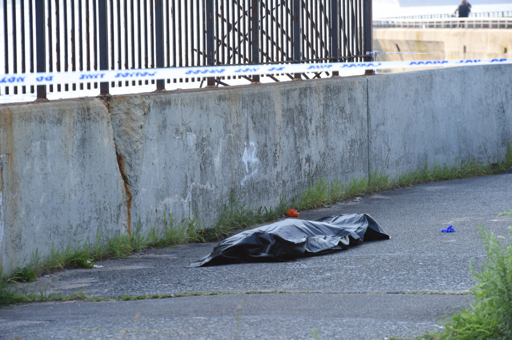 The body police pulled from underneath the Verrazzano-Narrows bridge. Eagle photo by Todd Maisel