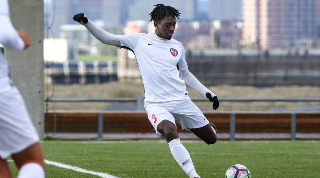 Returning defender Yoann Assoumin and the rest of the SFC Brooklyn Terriers will be out to reclaim the NEC throne in 2019 after falling short of the conference tournament last season. Photo courtesy of SFC Brooklyn Athletics