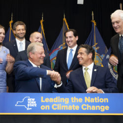Governor Andrew Cuomo, right, announced the largest offshore wind agreement in U.S. history on Thursday. He was joined by former Vice President Al Gore. Photo by Mike Groll/Office of Governor Andrew M. Cuomo