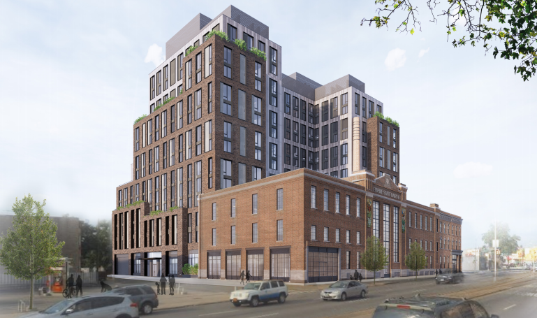 Empire State Dairy Company Buildings will be incorporated into an affordable-housing development. Rendering by Dattner Architects via the Landmarks Preservation Commission