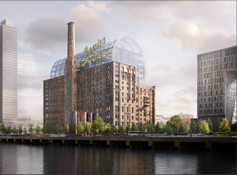 Two Trees Management plans to turn the Domino Sugar Refinery into an office complex. Rendering by PAU via the Landmarks Preservation Commission