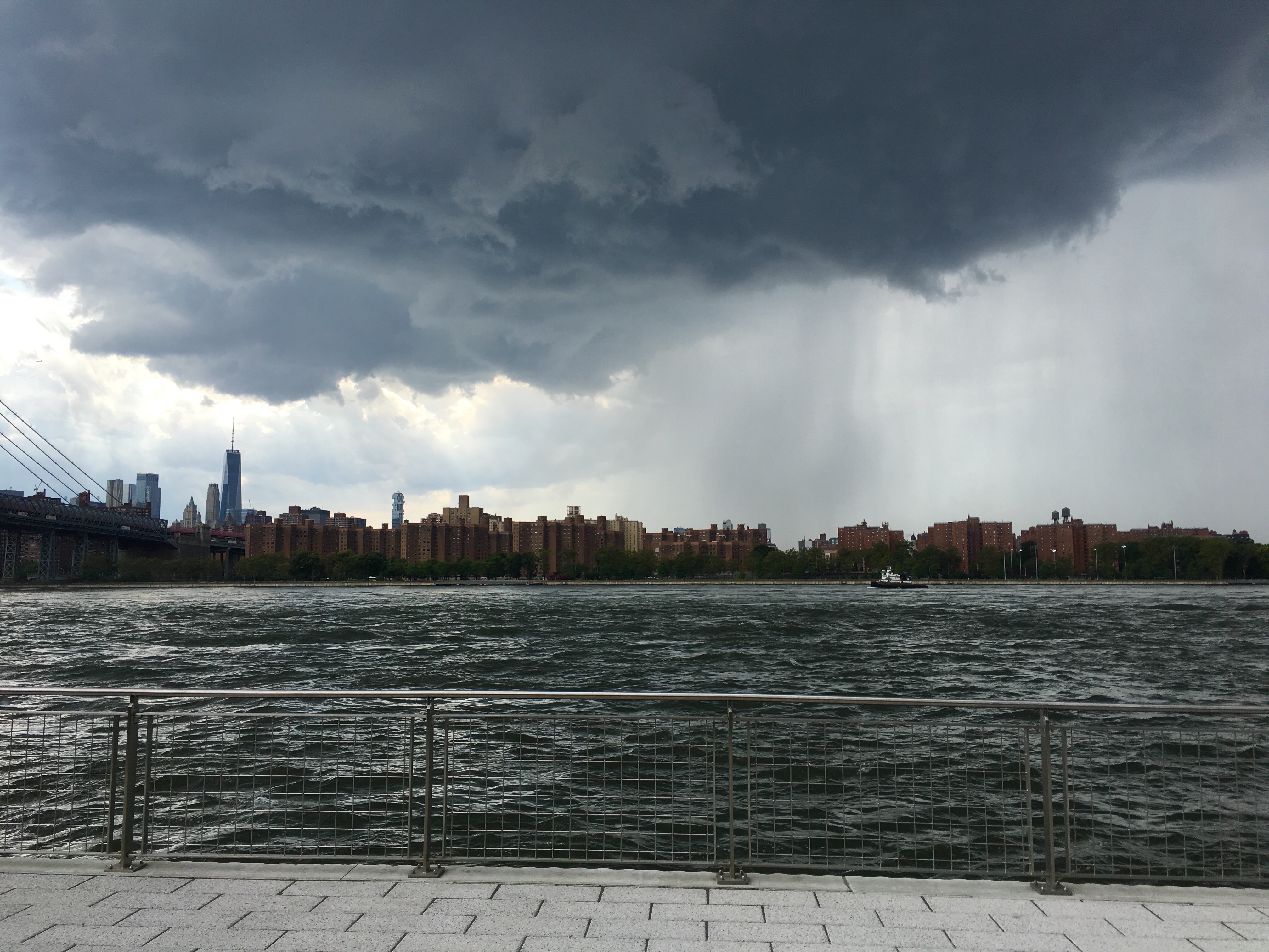 It’s raining, it’s pouring … across the river from Domino Park. Eagle photo by Lore Croghan