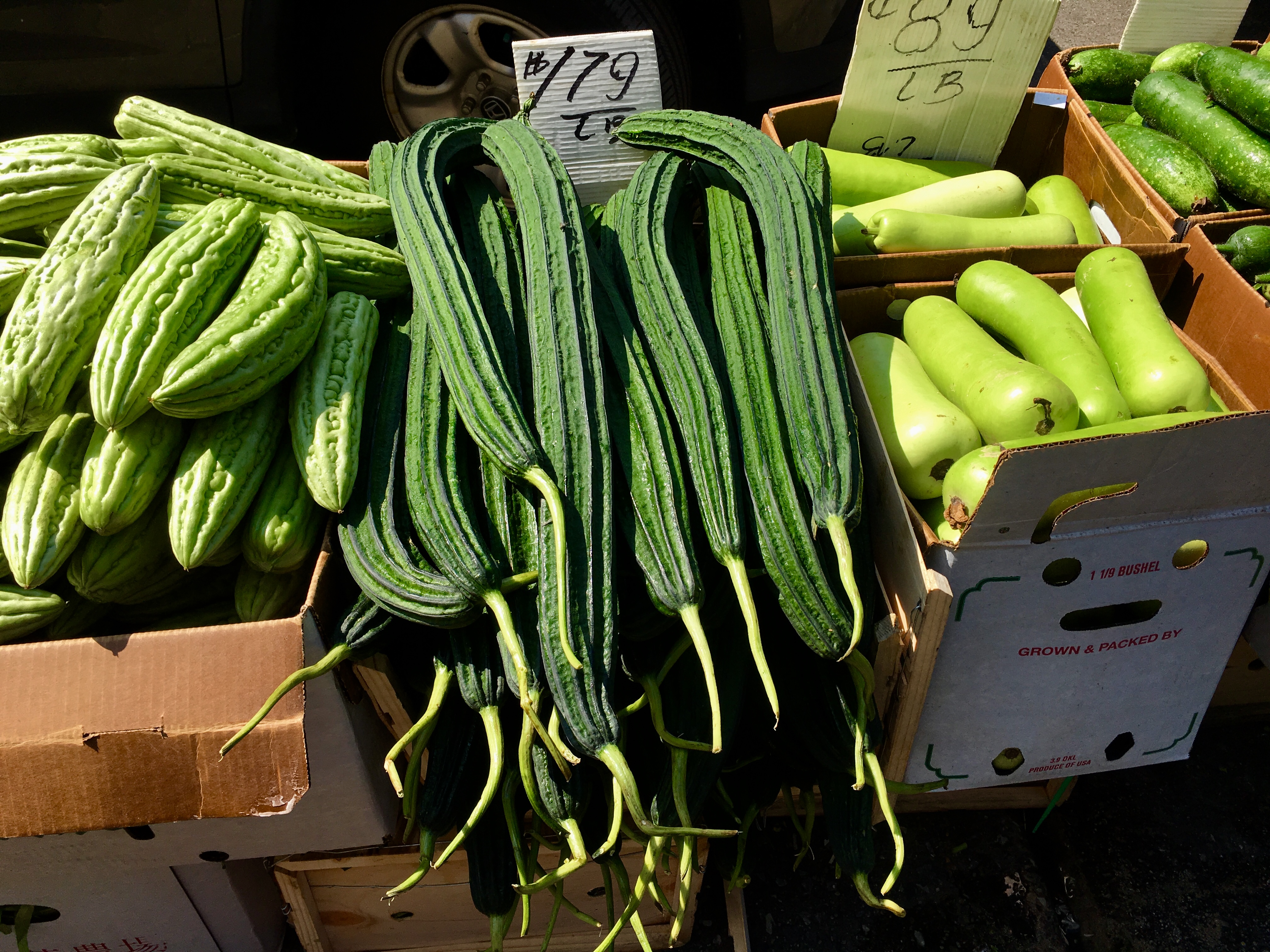This long skinny vegetable, which is probably Chinese okra, can be found at New Zhong Hua Market. Eagle photo by Lore Croghan