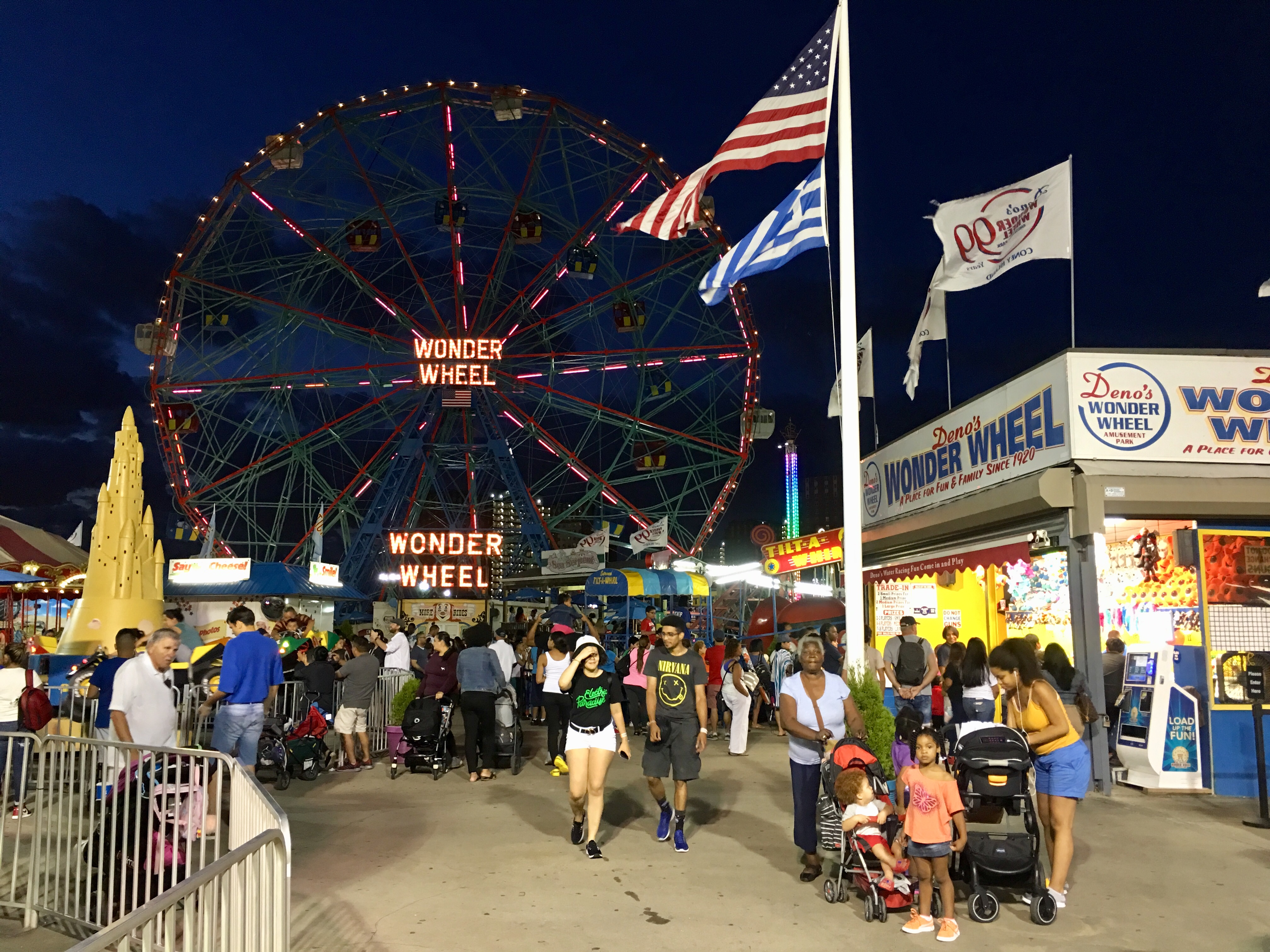 The Wonder Wheel has a distinctive look when it’s lit up at night. Eagle photo by Lore Croghan