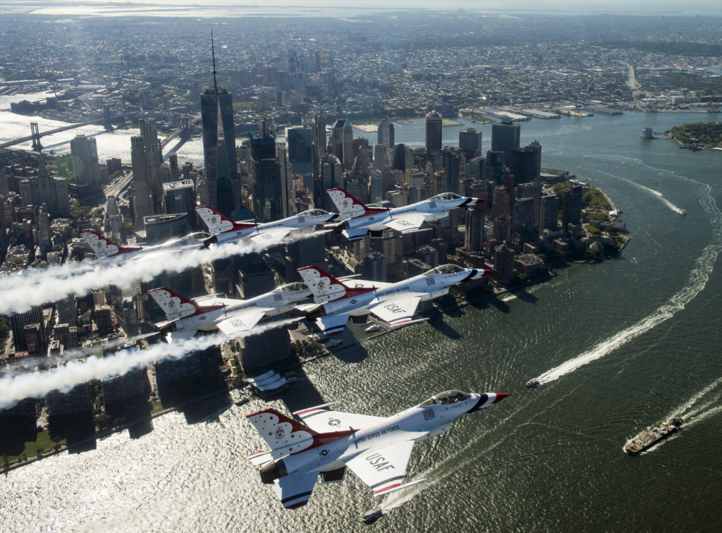 The USAF Thunderbirds flew over NYC in 2016. U.S. Air Force photo by Tech. Sgt. Christopher Boitz