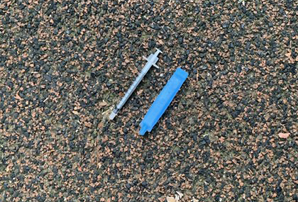 One of the syringes found in the park. Photo courtesy of Heather Prince