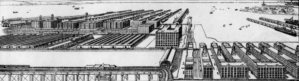 An illustration of Bush Terminal ran in a 1911 edition of the Brooklyn Eagle.