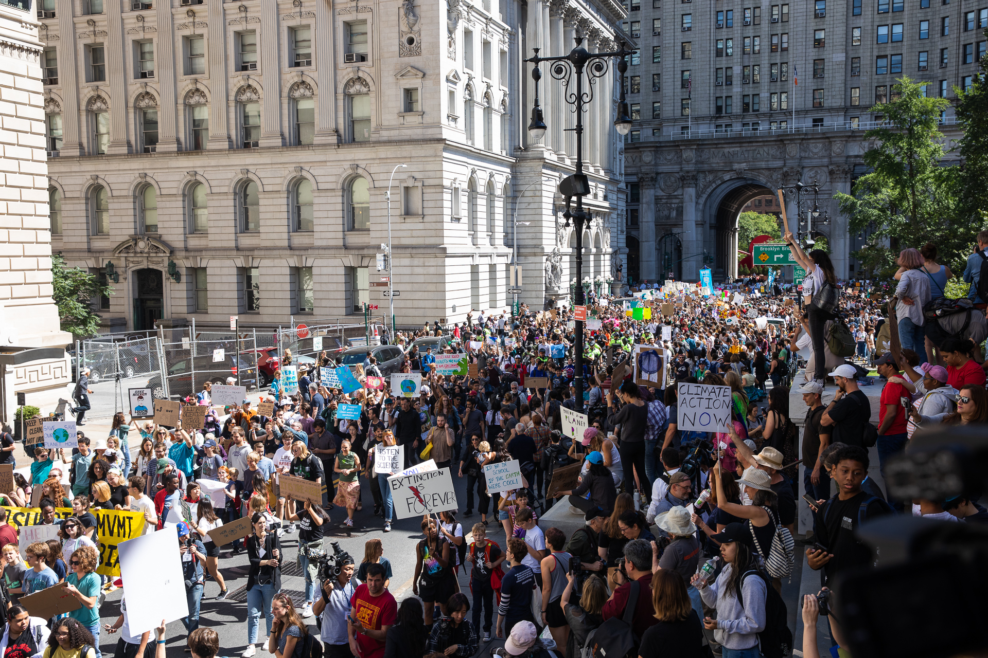 Brooklyn students were met by tens of thousands of fellow protesters from around the city.