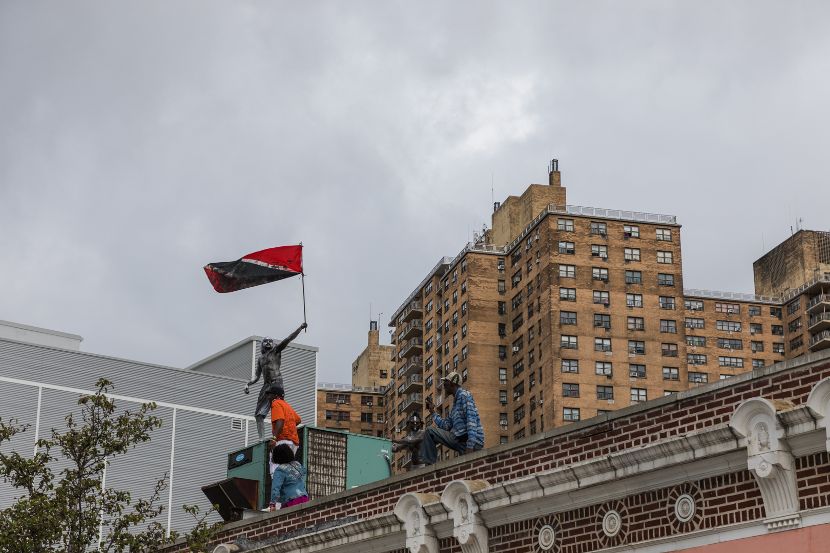 The flag for Trinidad and Tobago is flown high.