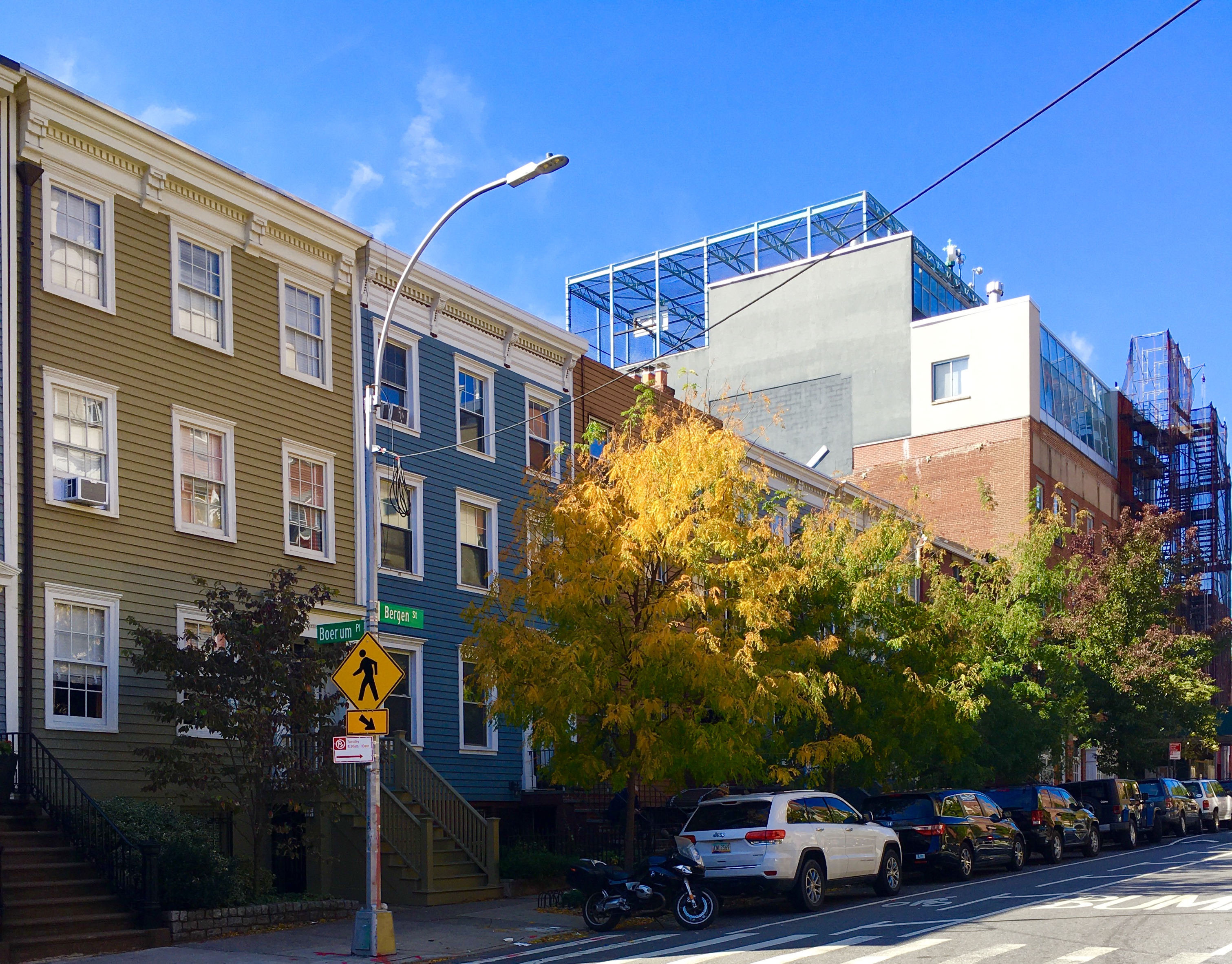 Wood-frame houses grace the first block of Bergen Street in Boerum Hill. Eagle photo by Lore Croghan