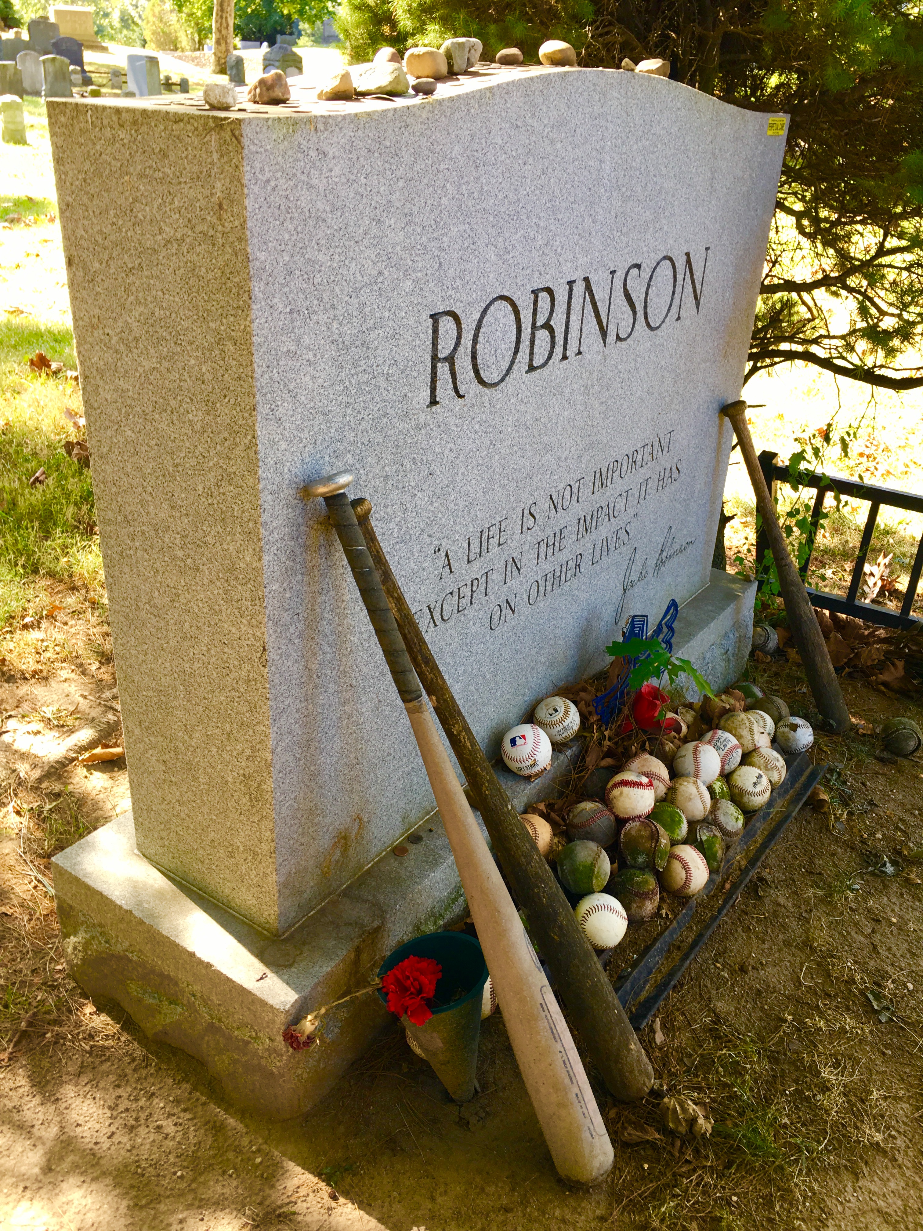 Jackie Robinson’s gravestone is an inspiring sight. Eagle photo by Lore Croghan