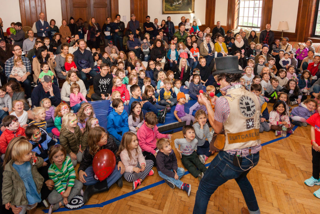 Plymouth Church's bi-annual Yankee Fair, one of the longest-running continuing fairs in New York City, takes place on Nov. 2. Shown: A performance at a previous Yankee Fair thrilled the audience. Photo by Alan Barnett, courtesy of Plymouth Church