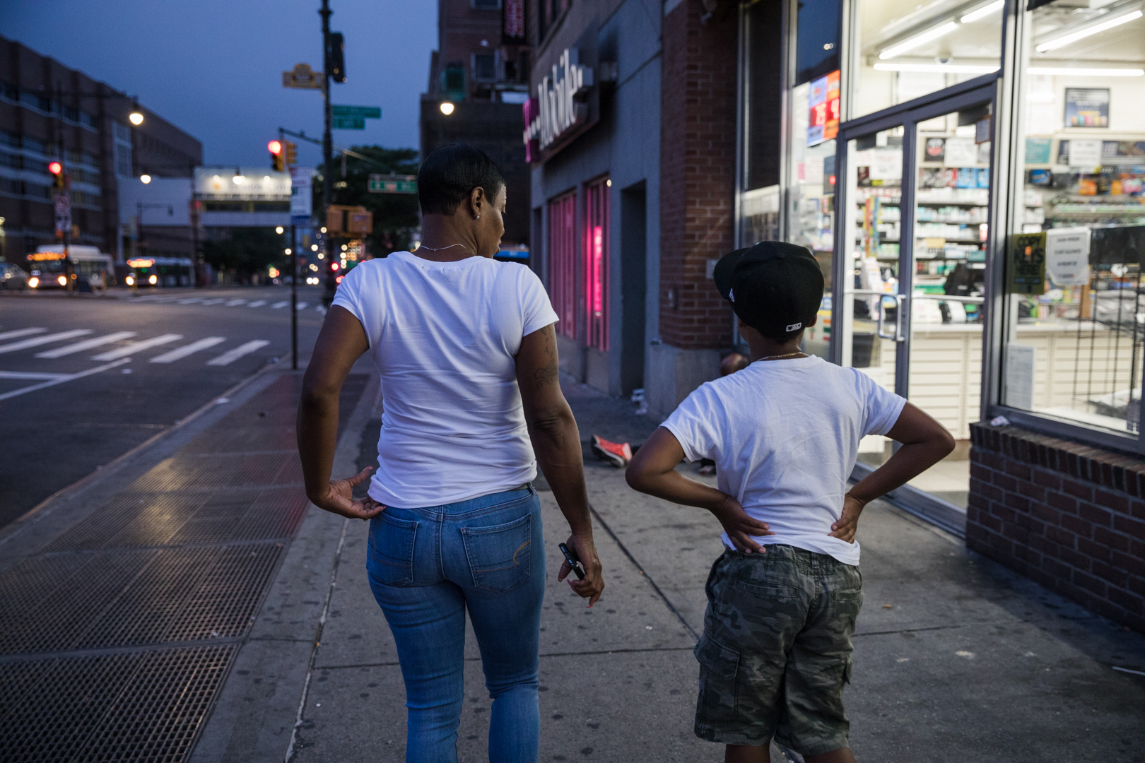 Banks and her son, Isaiah grab breakfast at a 7-Eleven in the Bronx. Eagle photo by Paul Frangipane