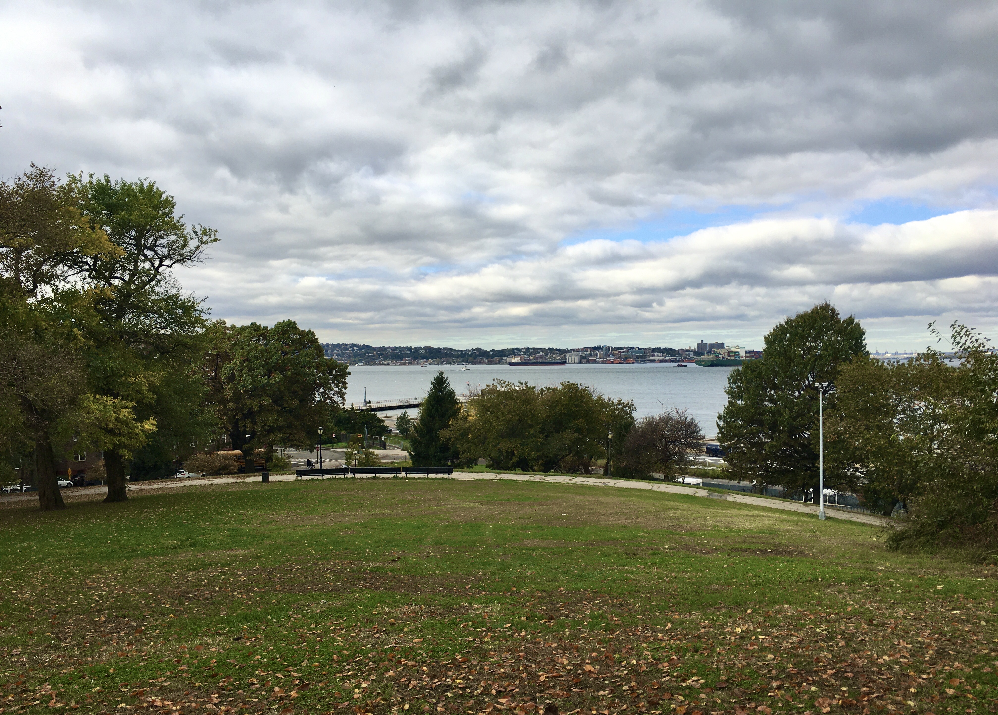You can see Upper New York Bay from this hill in Owl’s Head Park. Eagle photo by Lore Croghan