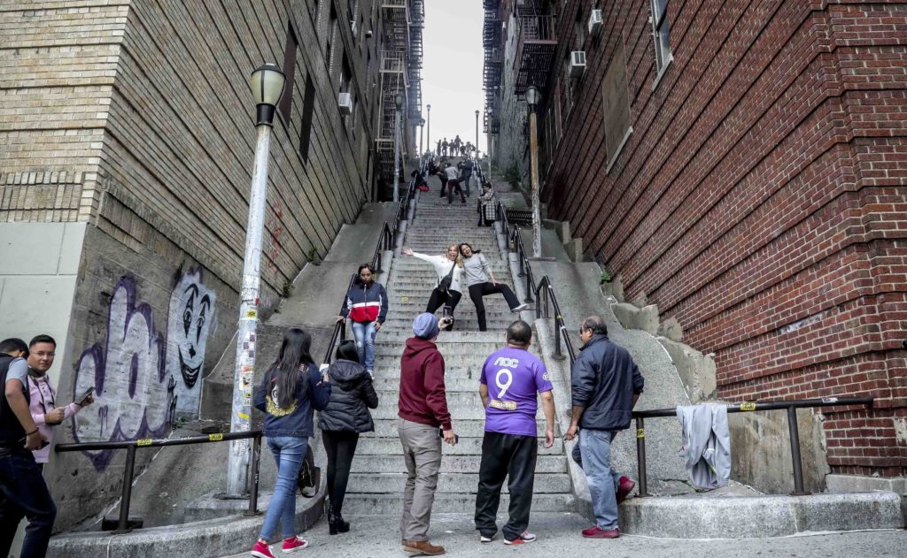 Everybody’s in the Bronx, dancing on the stairs like Joaquin Phoenix in “Joker.” AP Photo/Bebeto Matthews