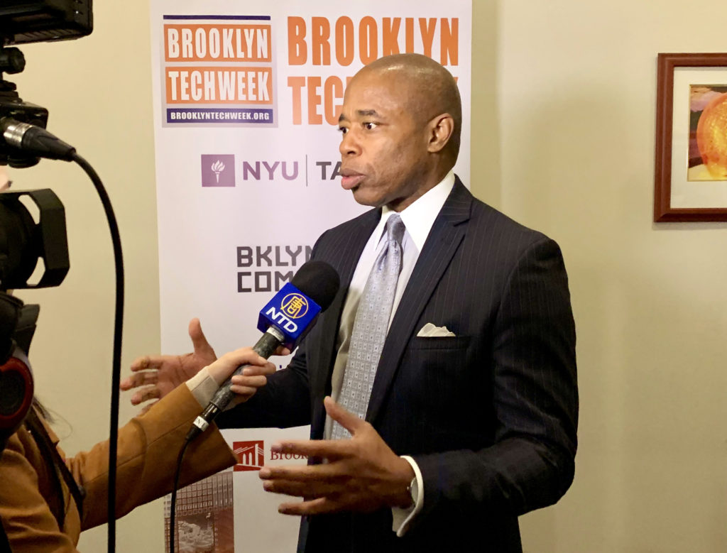 Borough President Eric Adams touted Brooklyn as the place for startups because of its diversity and investment in STEM education at the kickoff to Brooklyn Tech Week on Wednesday. Eagle photo by Mary Frost