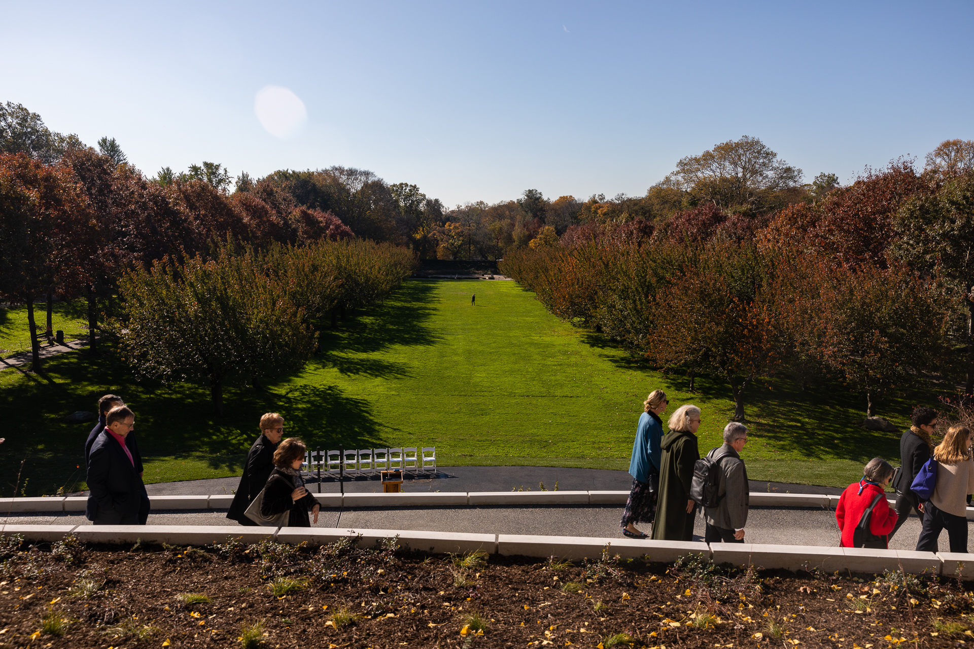 The overlook's pathway brings visitors from the upper portion of Brooklyn Botanic Garden down to the Cherry Esplanade. Eagle photo by Paul Frangipane 