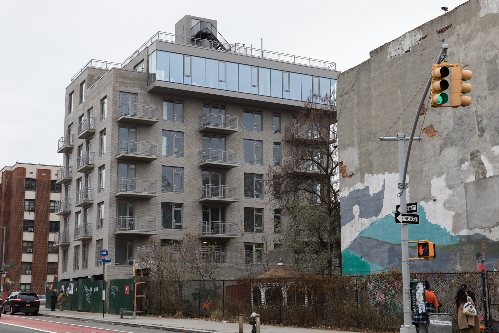 The luxury apartment building is situated in the heart of gentrifying Bedford-Stuyvesant. Photo: Paul Frangipane/Brooklyn Eagle