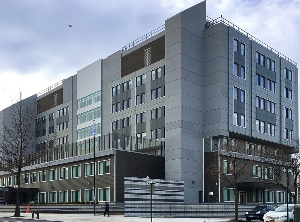 St. Mary’s Hospital in Crown Heights has been rebuilt as a nursing home called Brooklyn Center. Photo: Lore Croghan/Brooklyn Eagle
