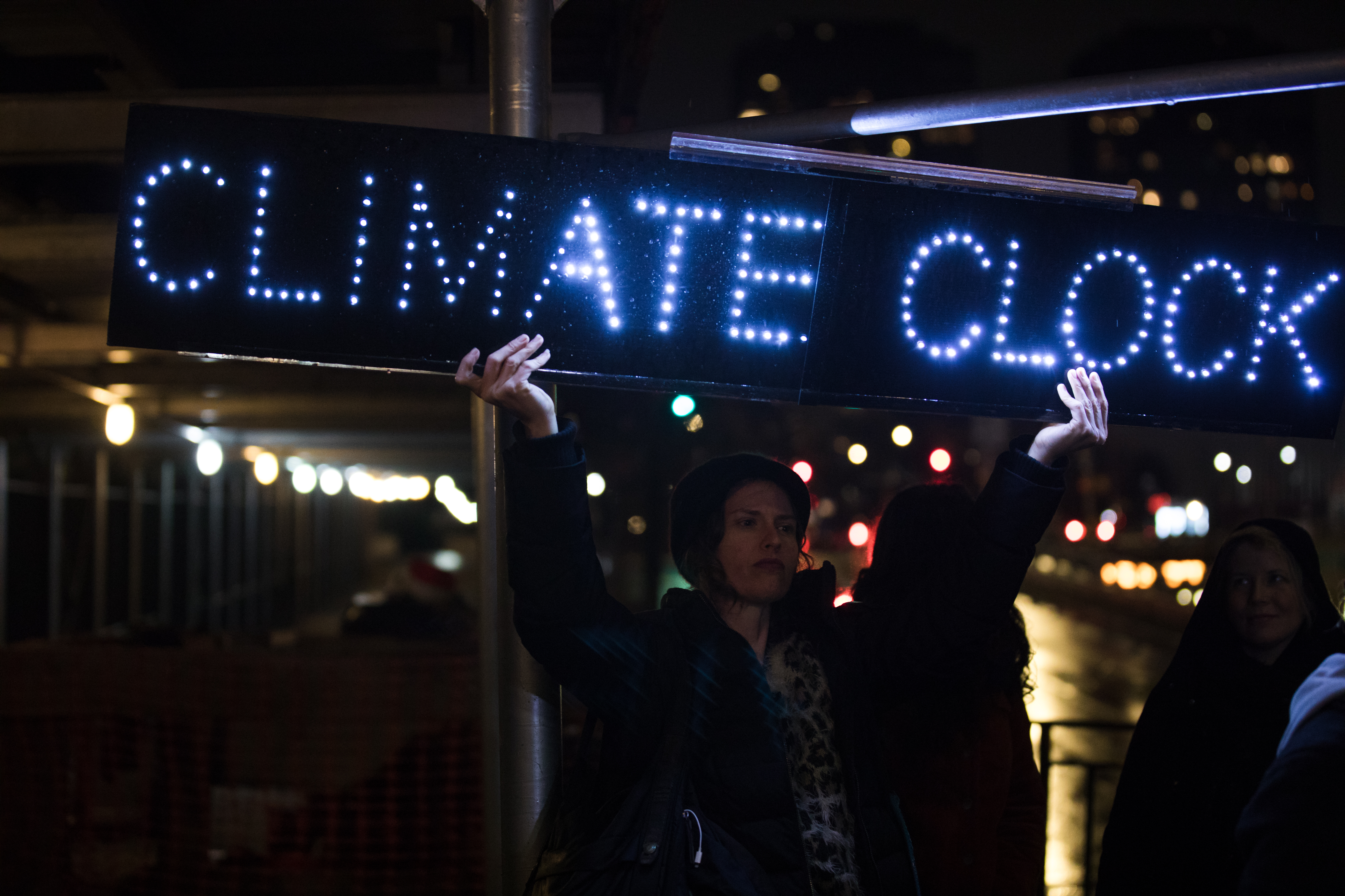 Soules takes part in a climate action outside the United Nations building. Photo: Paul Frangipane/Brooklyn Eagle