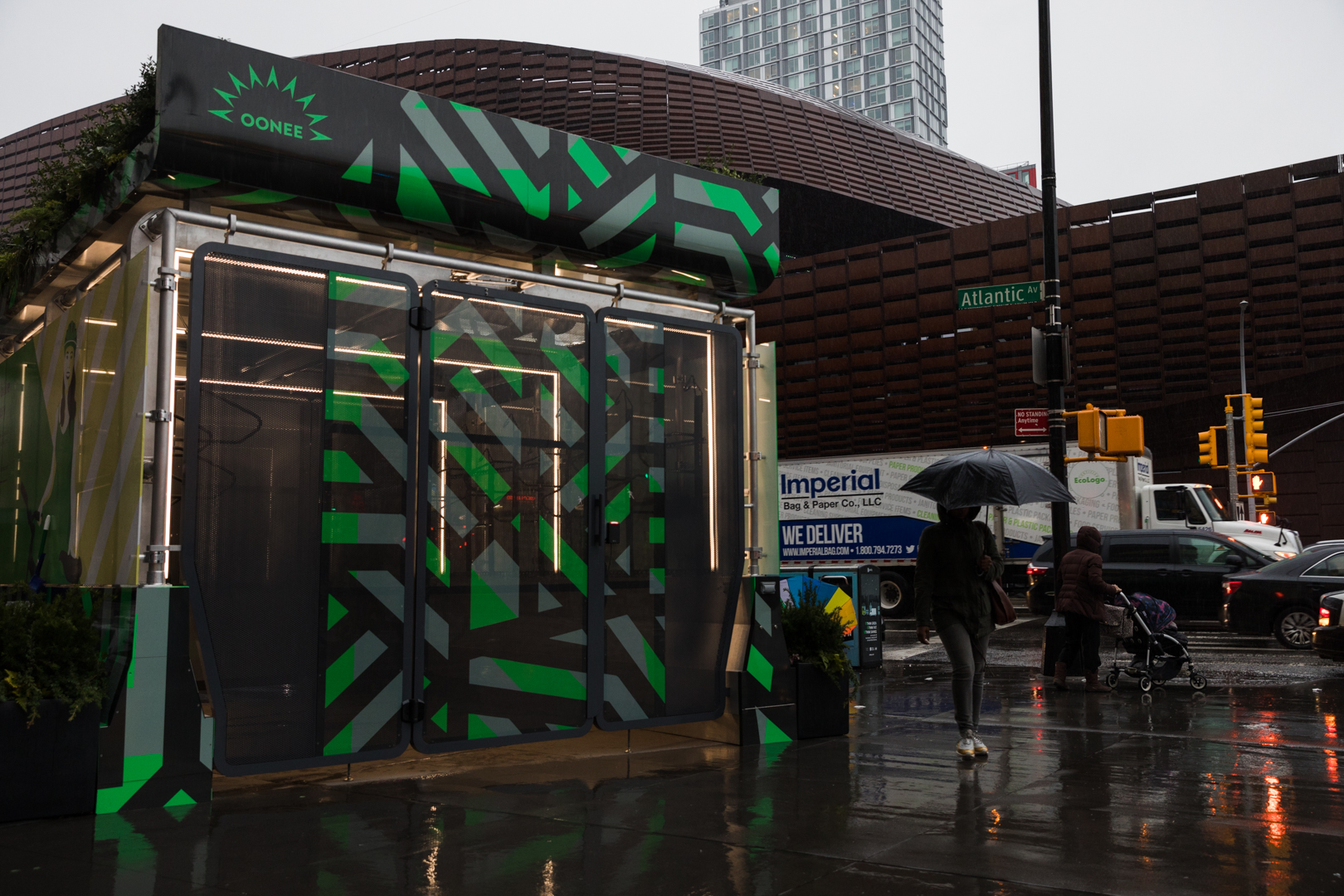 Brooklyn's Oonee Pod bicycle parking hub outside Atlantic Terminal offers space for 20 bicycles. Photo: Paul Frangipane/Brooklyn Eagle