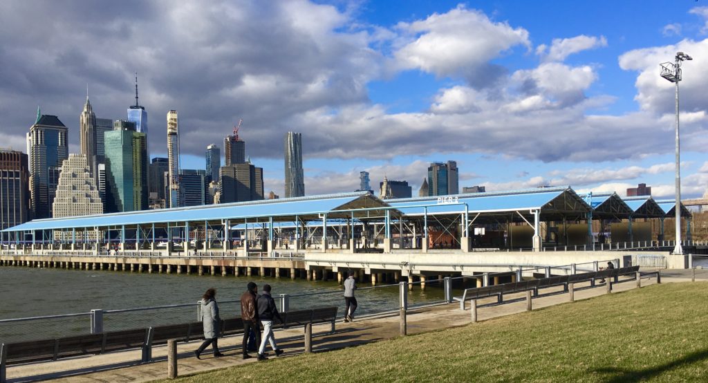 Brooklyn Bridge Park’s Pier 2, which is protected by roofs, has five acres of sports facilities. Photo: Lore Croghan/Brooklyn Eagle