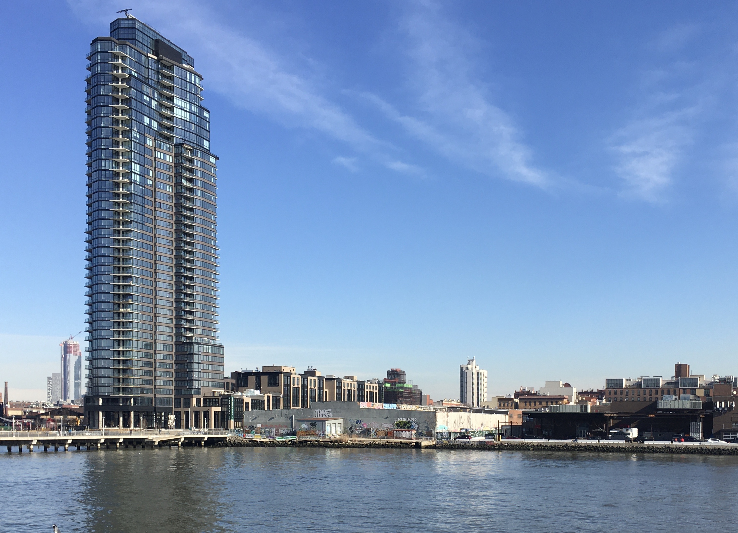 The NYC Ferry has a dock outside The Greenpoint, a new residential tower. Photo: Lore Croghan/Brooklyn Eagle
