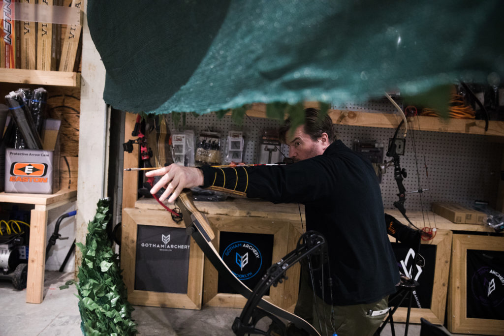 At Gotham Archery in Gowanus, archers can brush up on their hunting skills or just aim at foam animal targets for fun when the winter weather keeps them inside. Photo: Paul Frangipane/Brooklyn Eagle