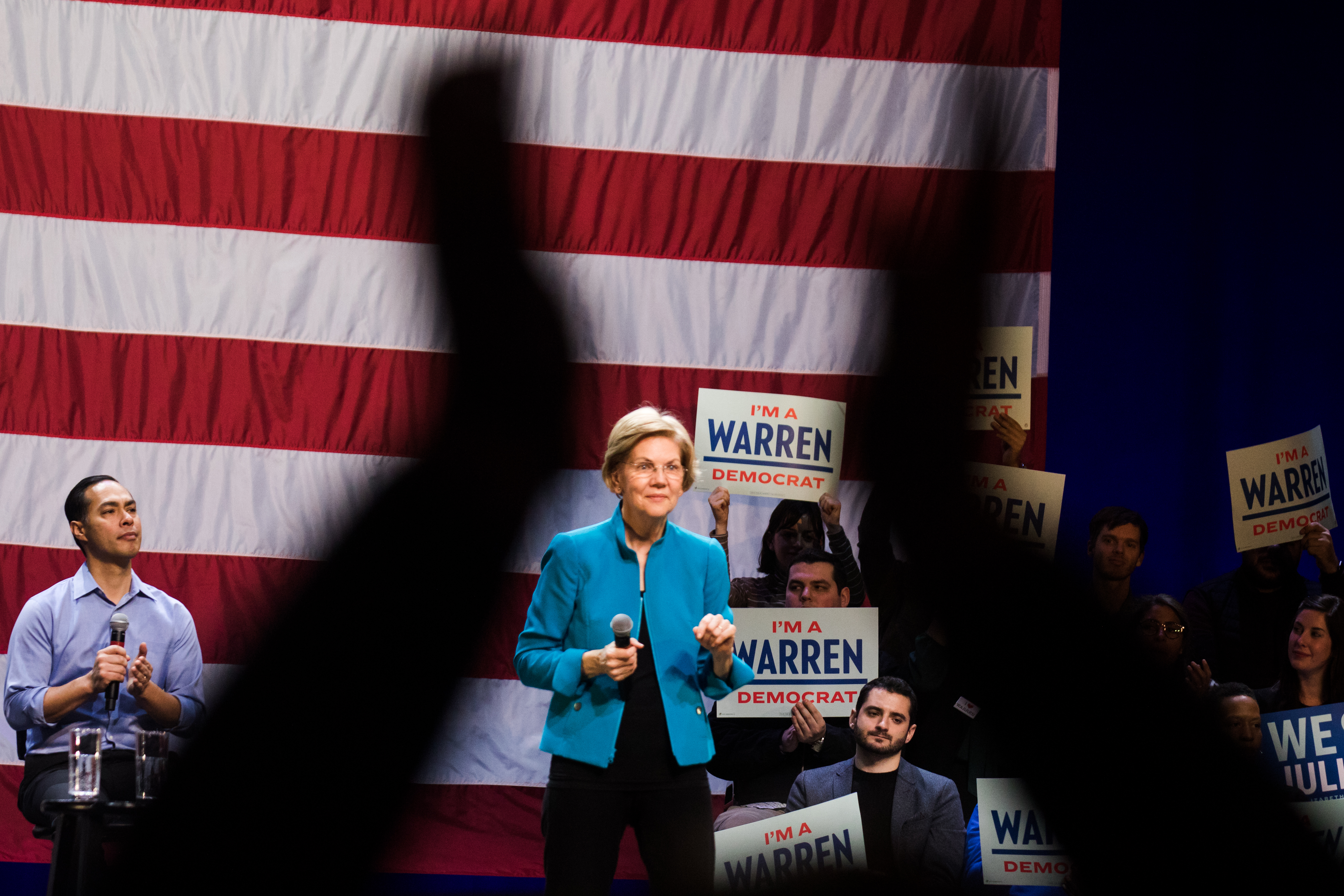 Warren spoke for about an hour to the Brooklyn crowd.