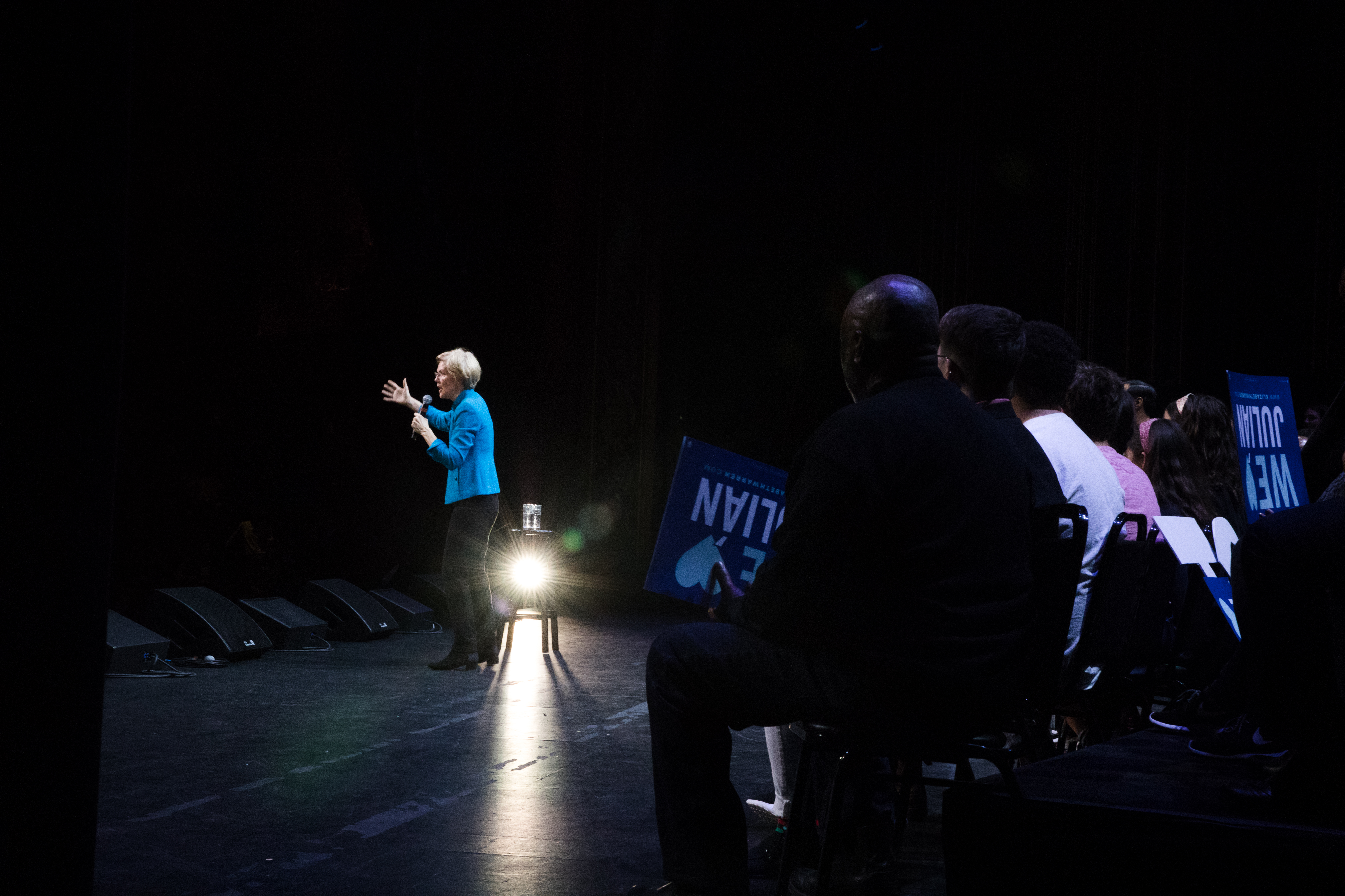 Warren laid out many of her policy ideas to a roaring crowd.