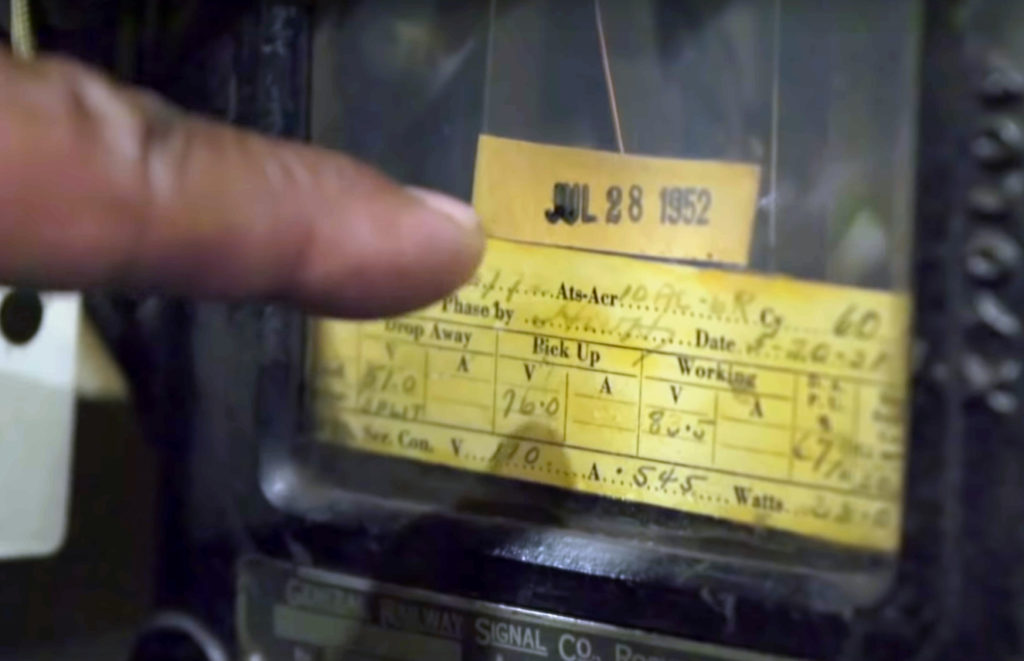 Inspection stickers on old relays date back to the 1950s. Photo: MTA