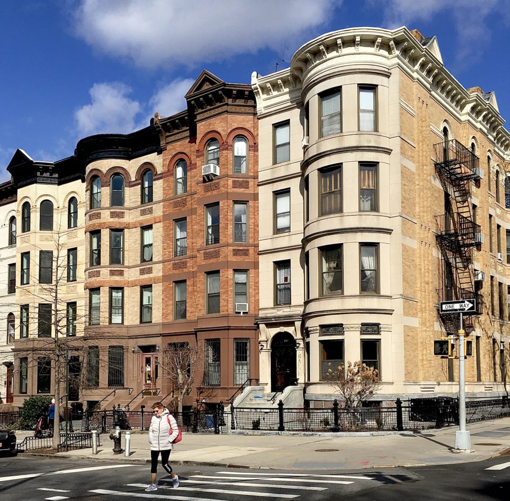 These handsome residences are located on the corner of Sixth Avenue and 3rd St. Photo: Lore Croghan/Brooklyn Eagle