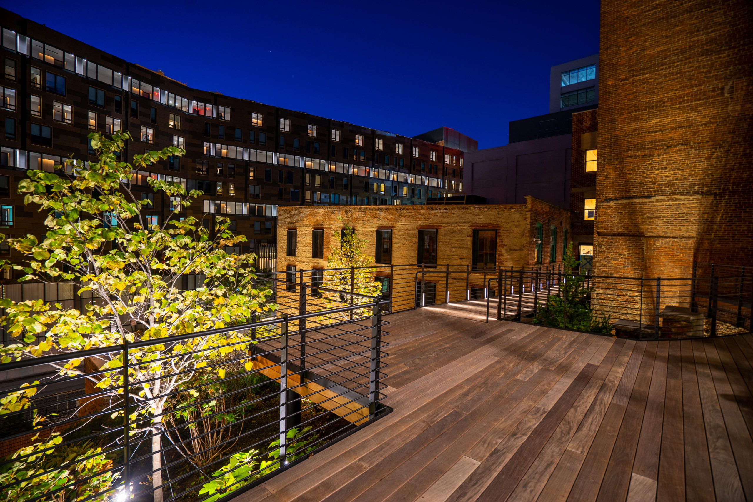 The deck behind Panorama’s 58 Columbia Heights looks inviting. Photo by Steven Tupu/Terrain-NYC