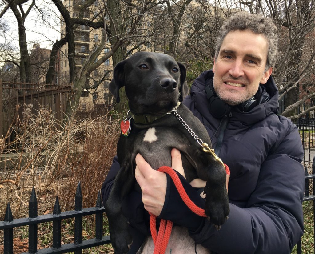 David Weeks, with his dog Milo, says the proposal to construct a BQE bypass was “so harsh.” Photo: Lore Croghan/Brooklyn Eagle