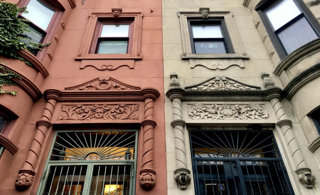 Sweet little faces stare down from the facades of Center Slope homes. There’s architectural eye candy all over this neighborhood. Photo: Lore Croghan/Brooklyn Eagle